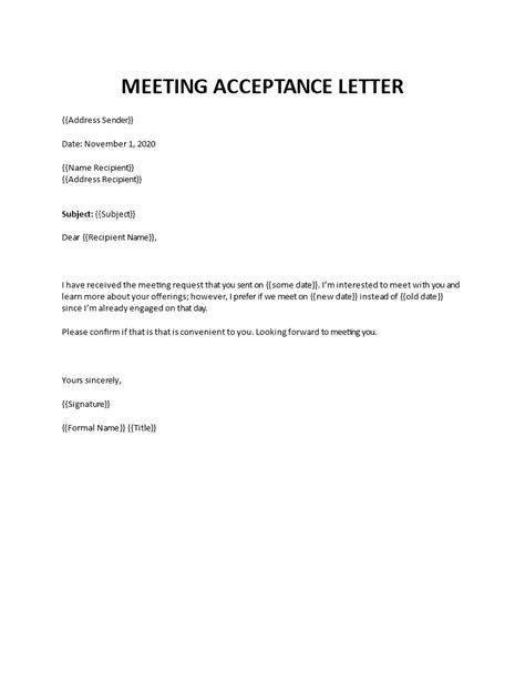 Meeting Acceptance Email Sample