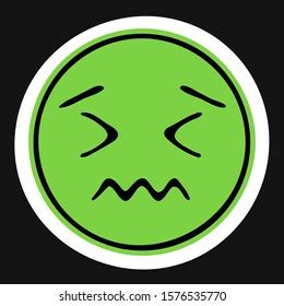 Nauseated Green Face Doodle Emoji Vector Stock Vector Royalty Free