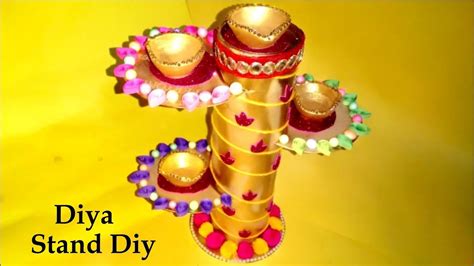 Make Diya Stand With Shuttlecock Box At Home Diwali Diya Stand