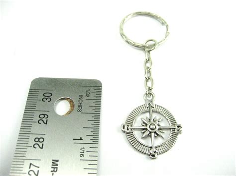 Compass Keychain Direction Keychain Nautical Keychain Compass Etsy