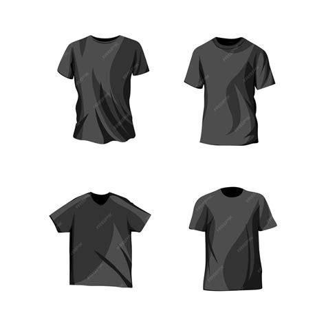 Premium Vector Black Plain T Shirt Vector Illustration Set Design