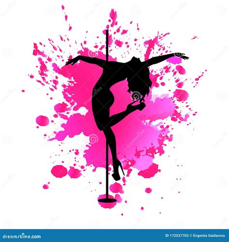 Silhouette Pole Dance With Cosmos Texture Royalty-Free Cartoon ...