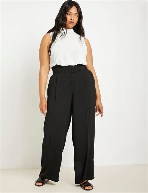 Paperbag Waist Wide Leg Pant Womens Plus Size Pants Plus Size