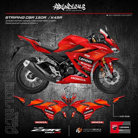 Sticker CBR 150R NEW K45R LIVERY DUCATI LENOVO 2024 STRIPING Motorcycle