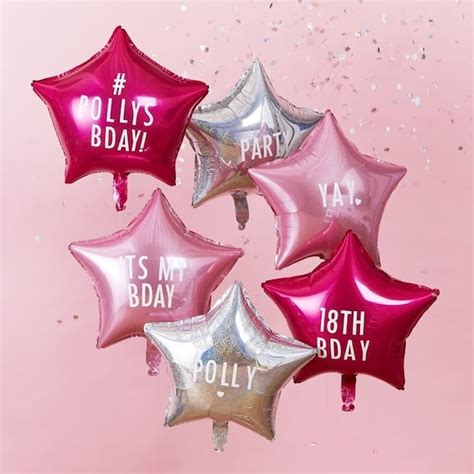 Personalized Birthday Balloons with Names, Pink Star Balloons Party ...