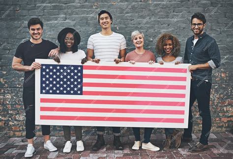 Premium Photo | Happy diversity and people with a usa flag for ...