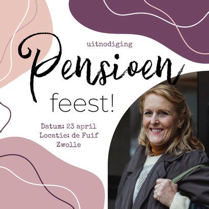 Pensioenfeest Uitnodiging Abstracte Vormen Met Kaartje Go