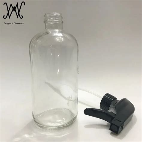 Oz Ml Clear Boston Round Glass Bottle With Trigger Spray Pump Mist