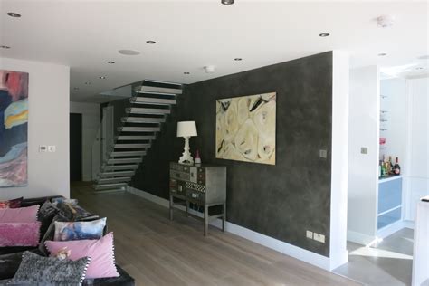 Tailor-made Hanging Beton Cire Stairs and Feature Wall - Modern ...