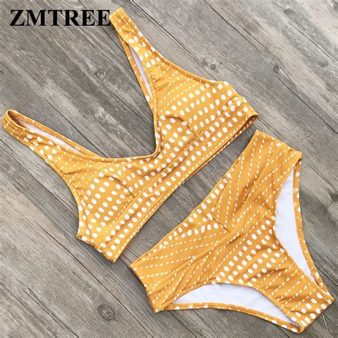 Zmtree Bikini Set Women Cropped Top Swimwear Tankini Bathing Suit