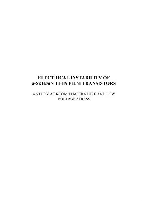 Pdf Electrical Instability Of A Si H Sin Thin Film Transistors