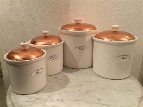 Vintage Benjamin Medwin Set Of Four White Ceramic Canisters With