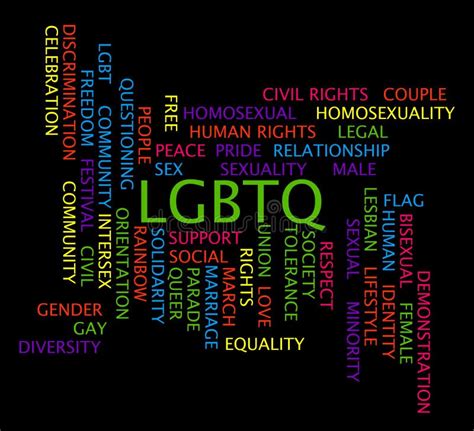 Lgbtq Word Cloud On A Black Background Stock Illustration