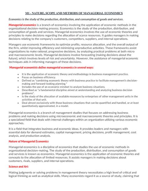 Man Econ Reviewer M Nature Scope And Methods Of Managerial