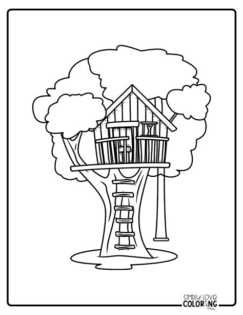 Treehouse Boomhutten Ausmalbilder Baumhaus Adults Kleurplaten