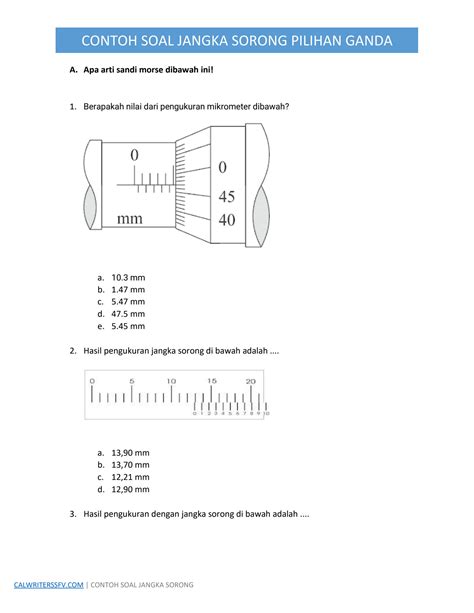 Solution Soal Jangka Sorong Pilihan Ganda Studypool