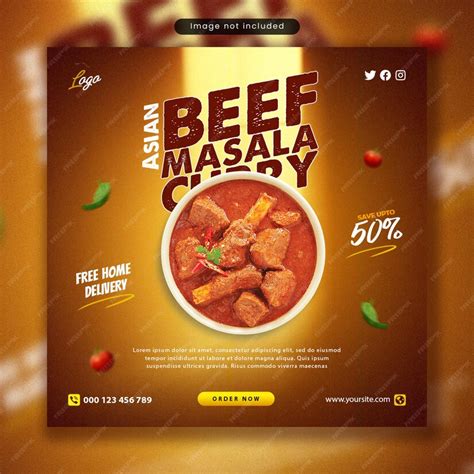 Premium Psd Asian Beef Biryani Food Social Media Banner Post Design