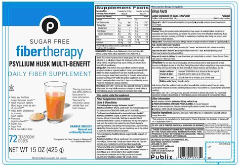 Dailymed Publix Fiber Therapy Sugar Free Psyllium Husk Powder