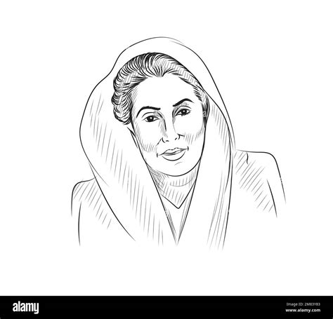 Boceto dibujado a mano de Benazir Bhutto una ilustración vectorial