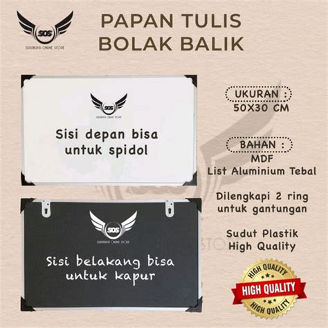 Jual Whiteboard Papan Tulis Gantung Spidol Dan Kapur Dua Sisi 30x50