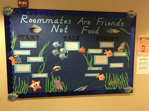 August Bulletin Board “roommates Are Friends Not Food ” Ra Bulletin Boards August Bulletin