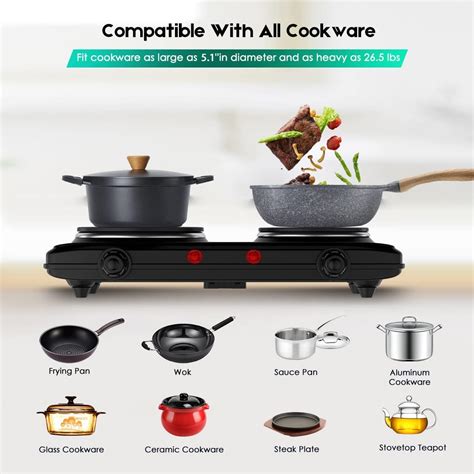 Electric Hot Plate 1800W Countertop Burner Dual Electric Stove Portabel Electric Cooktop