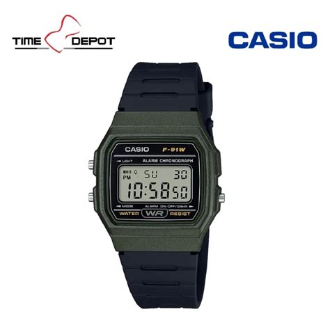 Casio F 91WM 3ADF Digital Youth Green Black Resin Strap Watch For Men