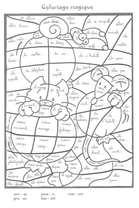 Coloriage Magique Cycle Conjugaison Dessins Gratuits Colorier