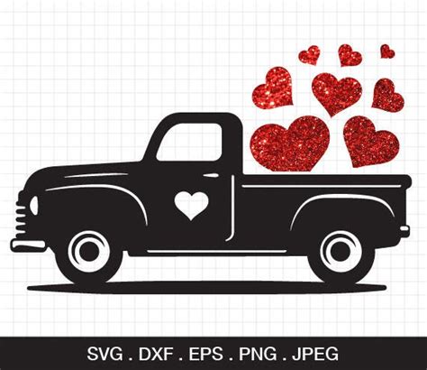 Valentines Vintagetruck Valentines Svg Cutting File Svg Valentines Red