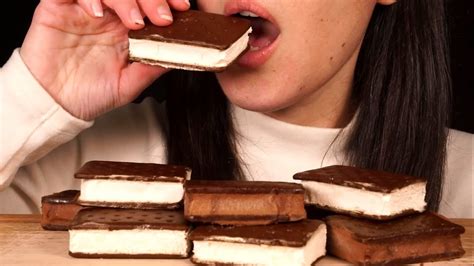 ASMR Chocolate Vanilla Ice Cream Sandwiches No Talking YouTube