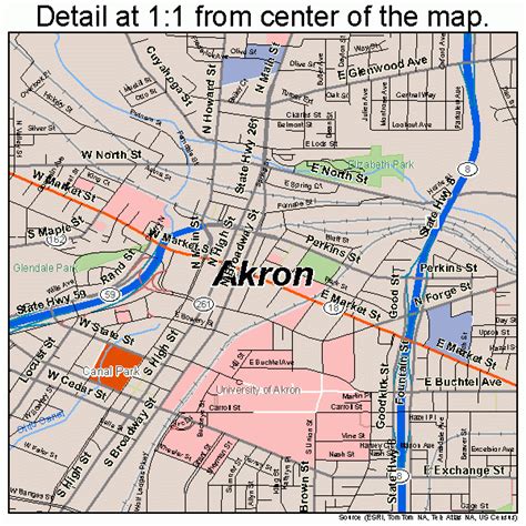 Akron Ohio Street Map 3901000 | Maps Of Ohio