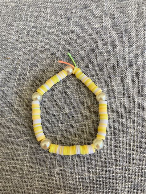 Yellow Clay Bead Bracelet Etsy