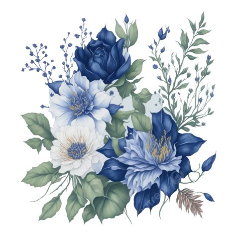 Ilustración De Acuarela De Flores Azules Y Blancas Png Dibujos Flor De Acuarela Flores Azules