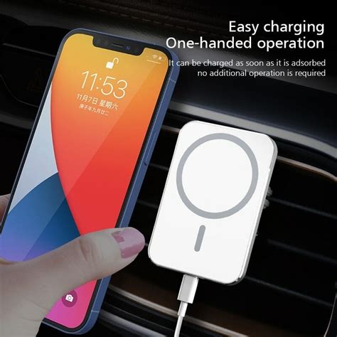 Chargeur Magsafe Sans Fil Magn Tique Voiture W Pour Iphone Fiche