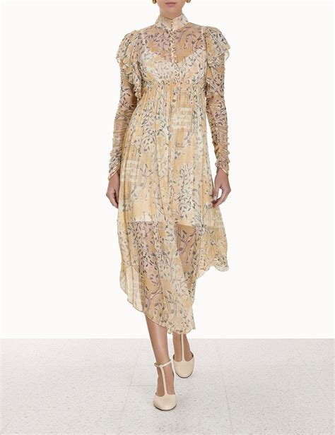 Zimmermann Luminosity Gathered Midi Dress Reversible