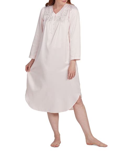 Miss Elaine Women S Embroidered Long Sleeve Nightgown Macy S