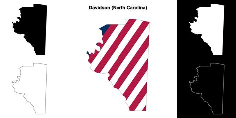 Davidson County North Carolina Outline Map Set Vector Art At