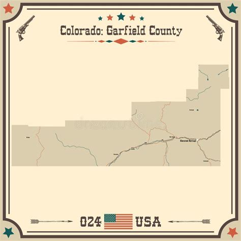 Map Of Garfield County Colorado USA With Vintage Colors Stock Vector