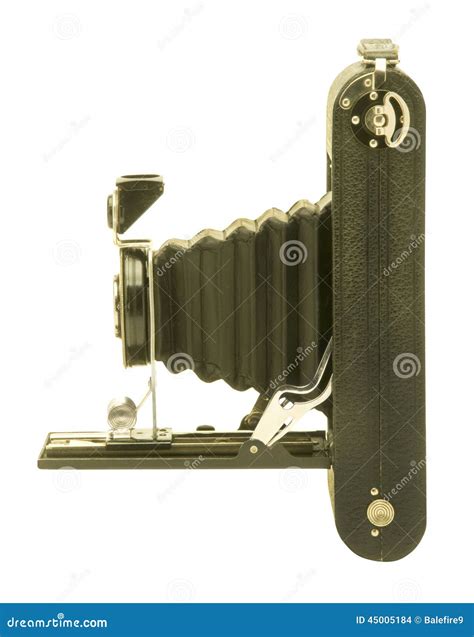 Vintage Folding Bellows Roll Film Camera In Profile Stock Photo Image