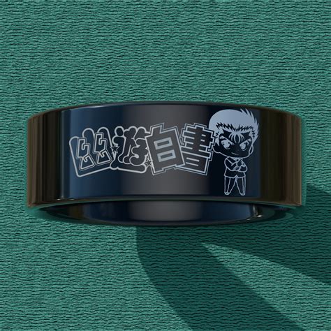 Yusuke Urameshi From Yuyu Hakusho Anime Manga Engraved Black Tungsten