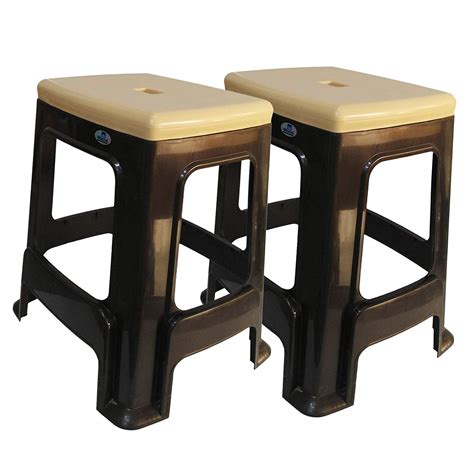 Nilkamal Plastic Stool Set Of Brown Cream Amazon In Home Kitchen