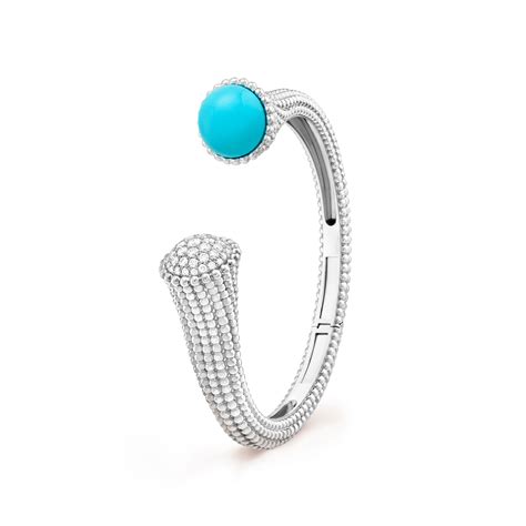 Perlée Couleurs Bracelet Medium Model White Gold Diamond Turquoise