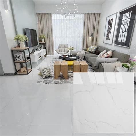 White X Mm Polished Ceramic Floor Tile Tile Floor Living Room