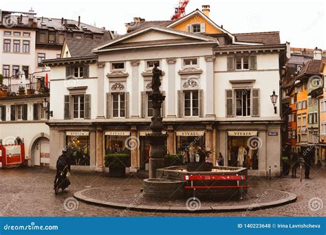 Zurich, Switzerland - March 2017: View of Historic Zurich City Center on Spring Cloudy Day ...