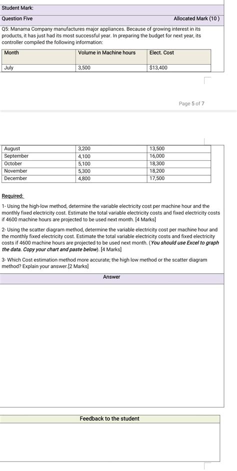 Solved Student Mark Question Five Allocated Mark Q Chegg