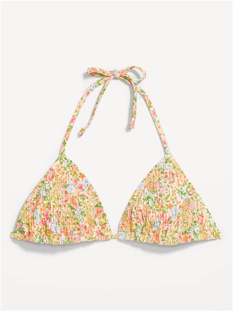 Textured Triangle String Bikini Swim Top Old Navy