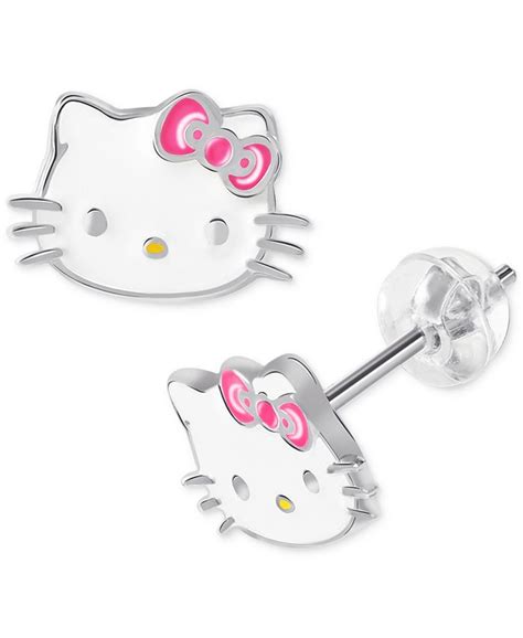 Giani Bernini Hello Kitty Enamel Stud Earrings In Sterling Silver