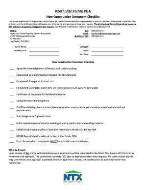 Fillable Online Nsp New Construction Document Checklist Fax Email Print