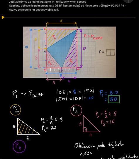 Oblicz pole zacieniowanego trójkąta Brainly pl