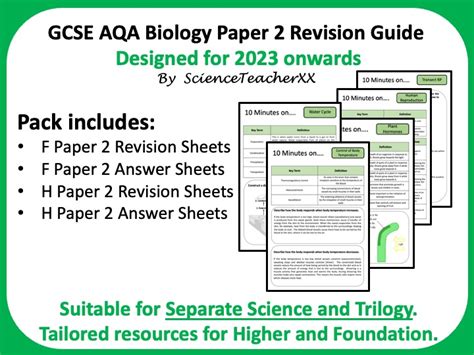 Aqa Gcse Biology Revision Guides Paper Teaching Resources